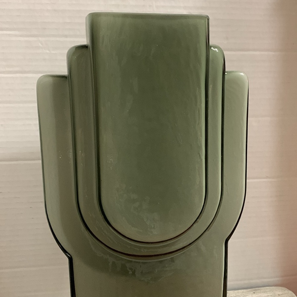Green Art Deco Glass Blown Vase 13 x5 inch .. BEAUTIFUL ART!! - Picture 2 of 5